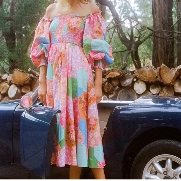 Spell Freda Shirred Midi Dress Lolly New With Tags!